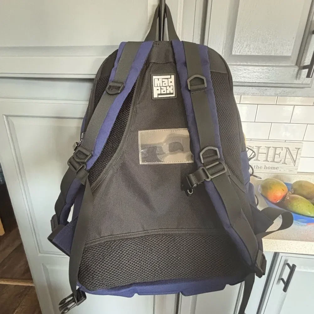 Navy Blue Geometric Men's Backpack by Mad Pax